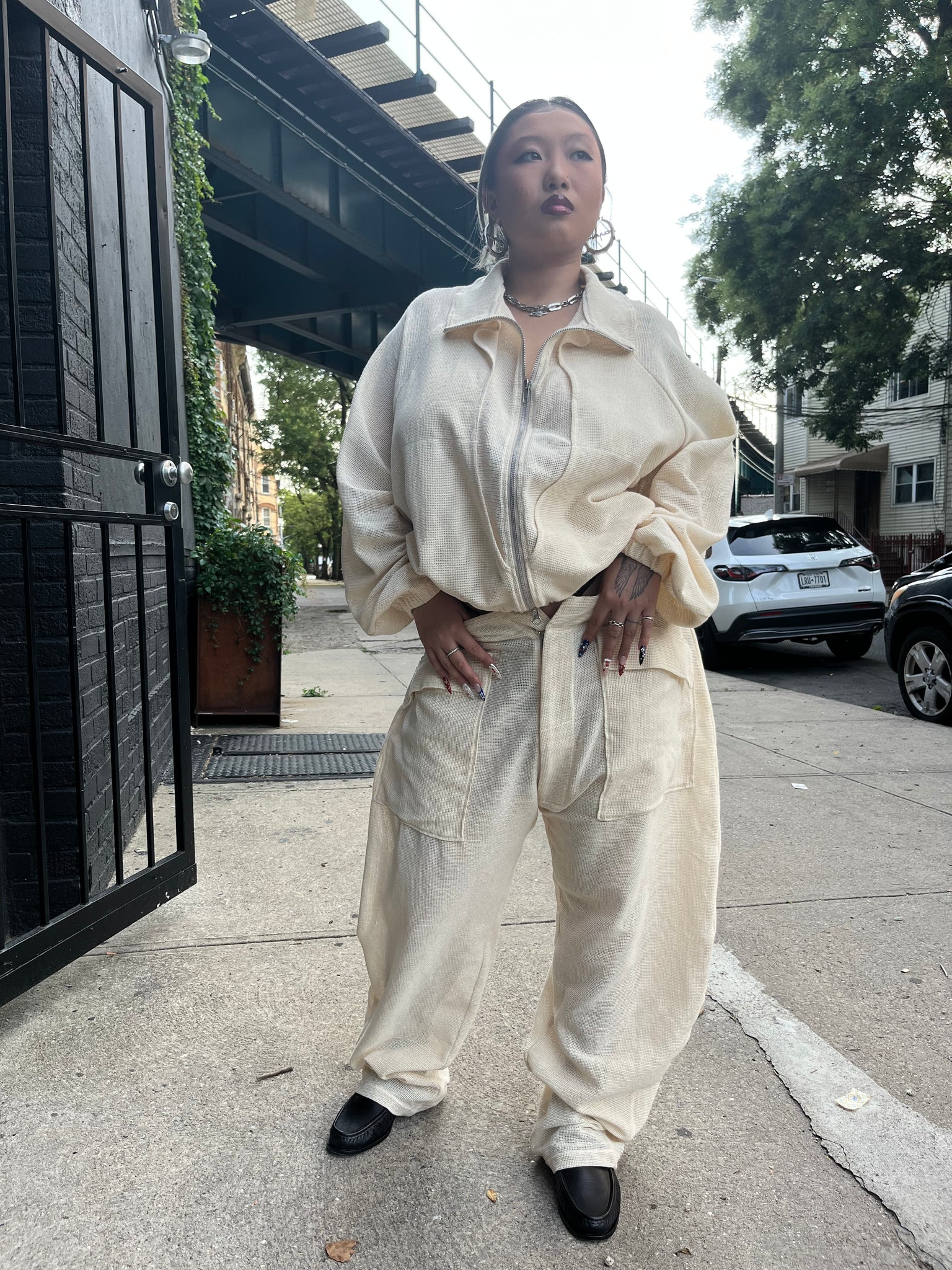 1/2 jump pant in basket weave cotton