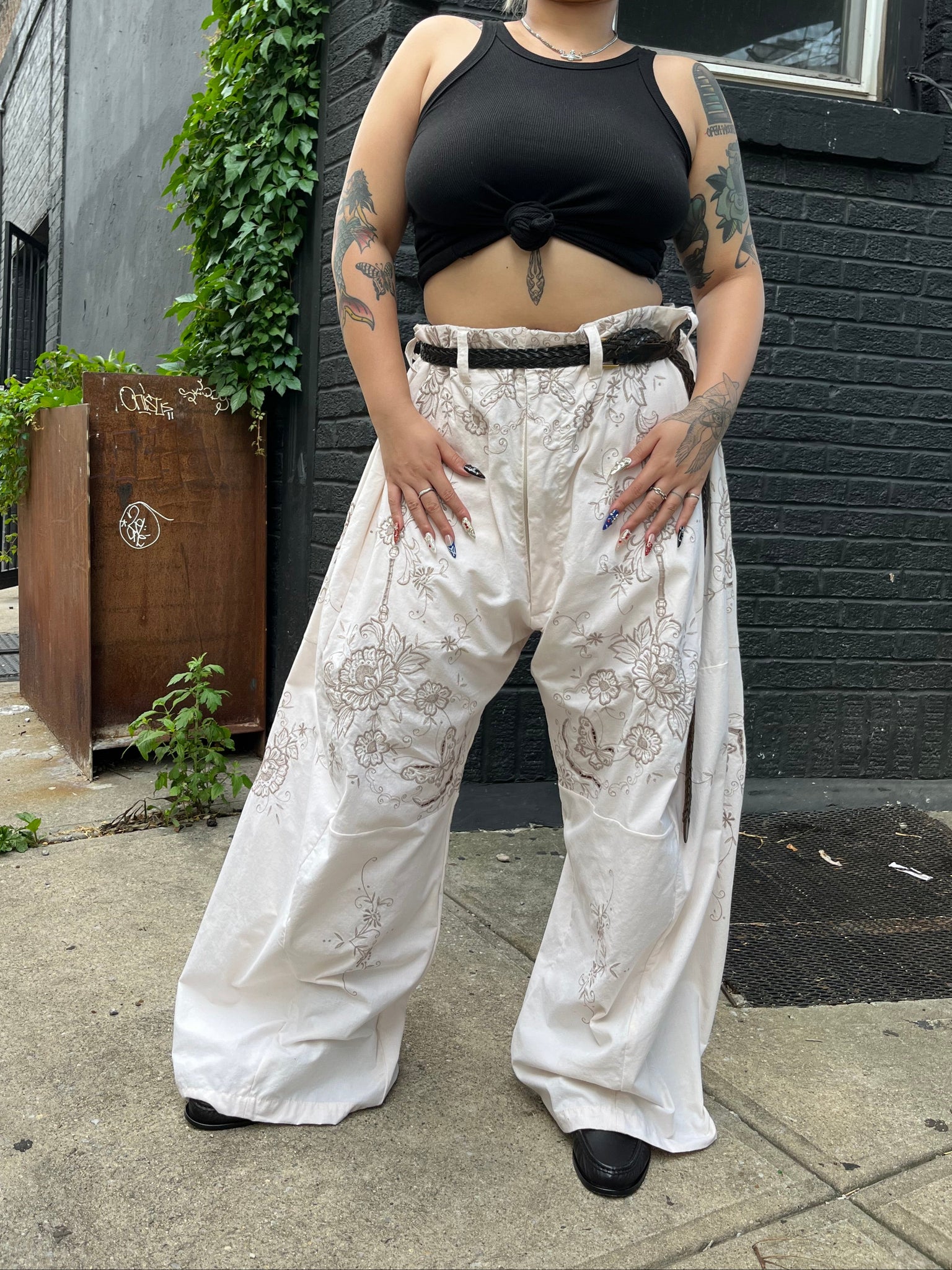 patchwork pant in butterfly antique lace