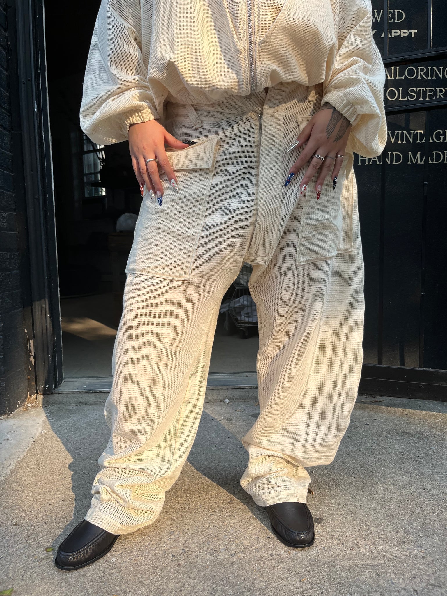 1/2 jump pant in basket weave cotton