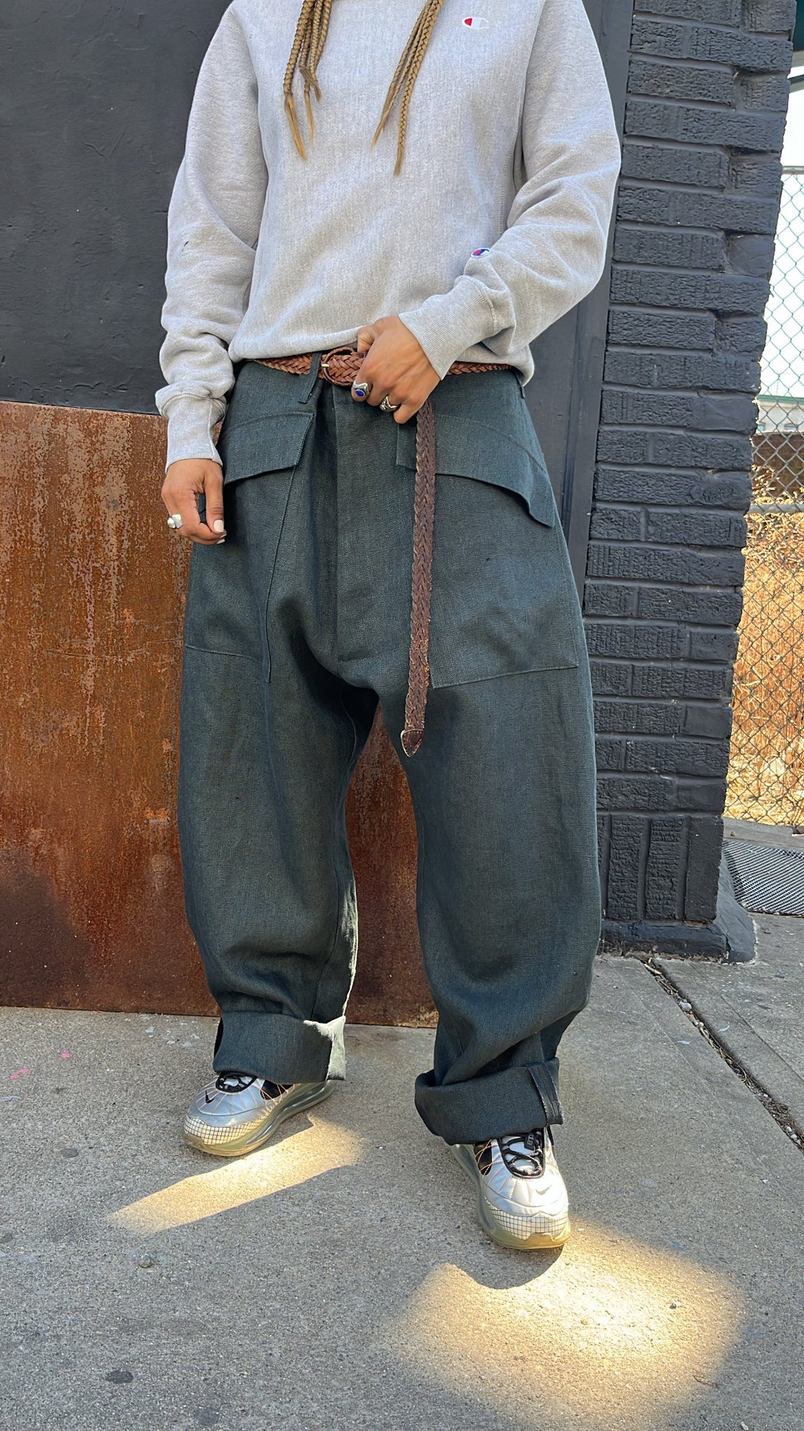 1/2 jump pant loden green linen