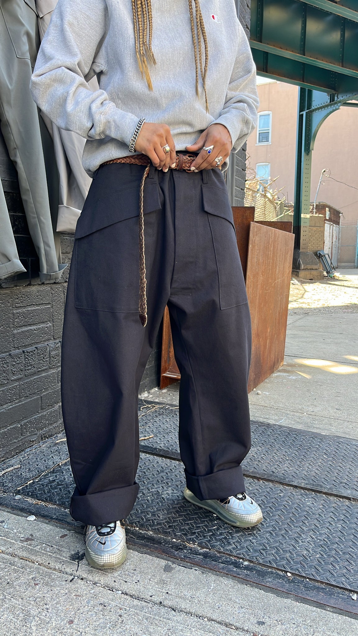 1/2 jump pant in black cotton canvas