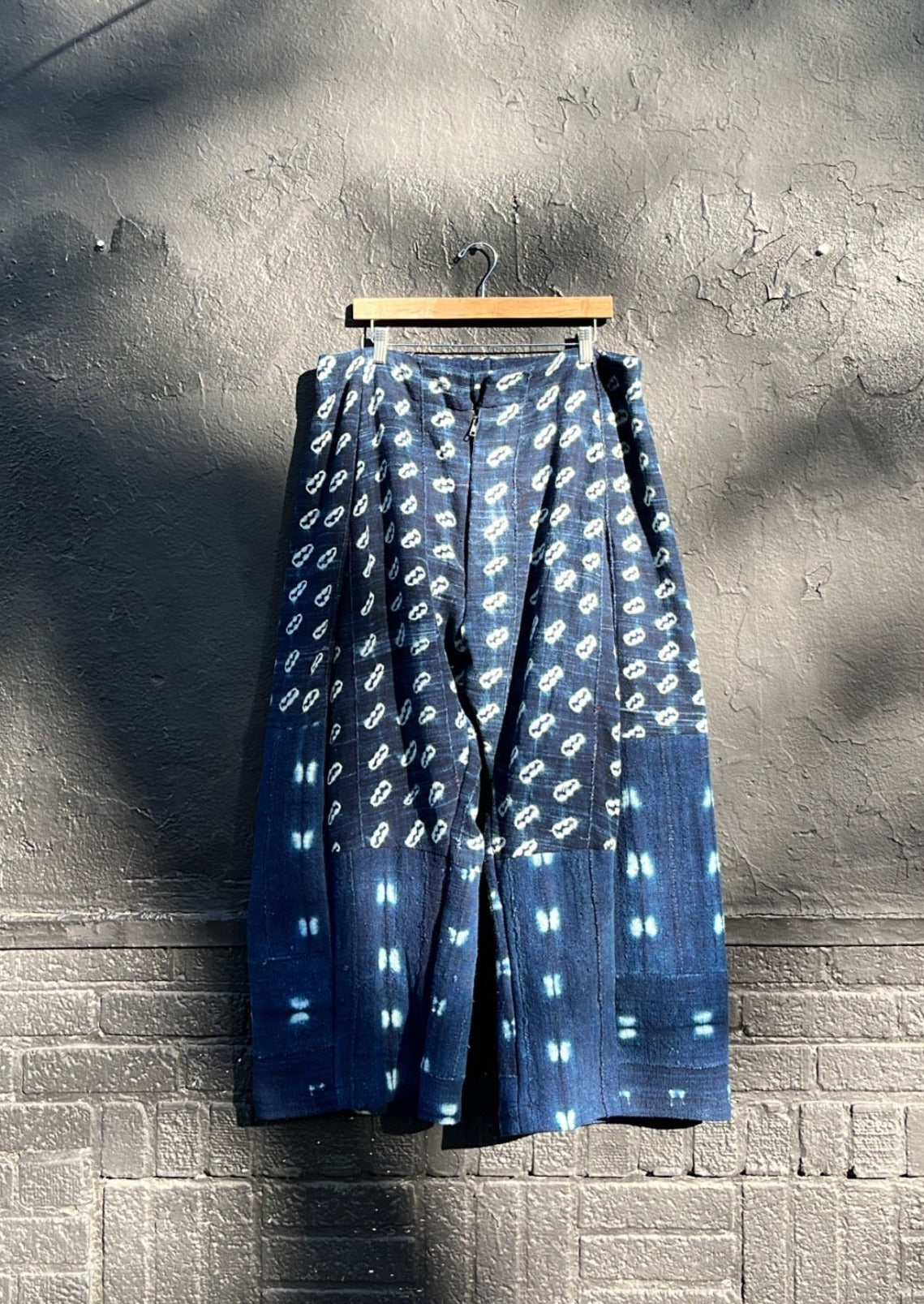 patchwork pant in indigo mud cloth