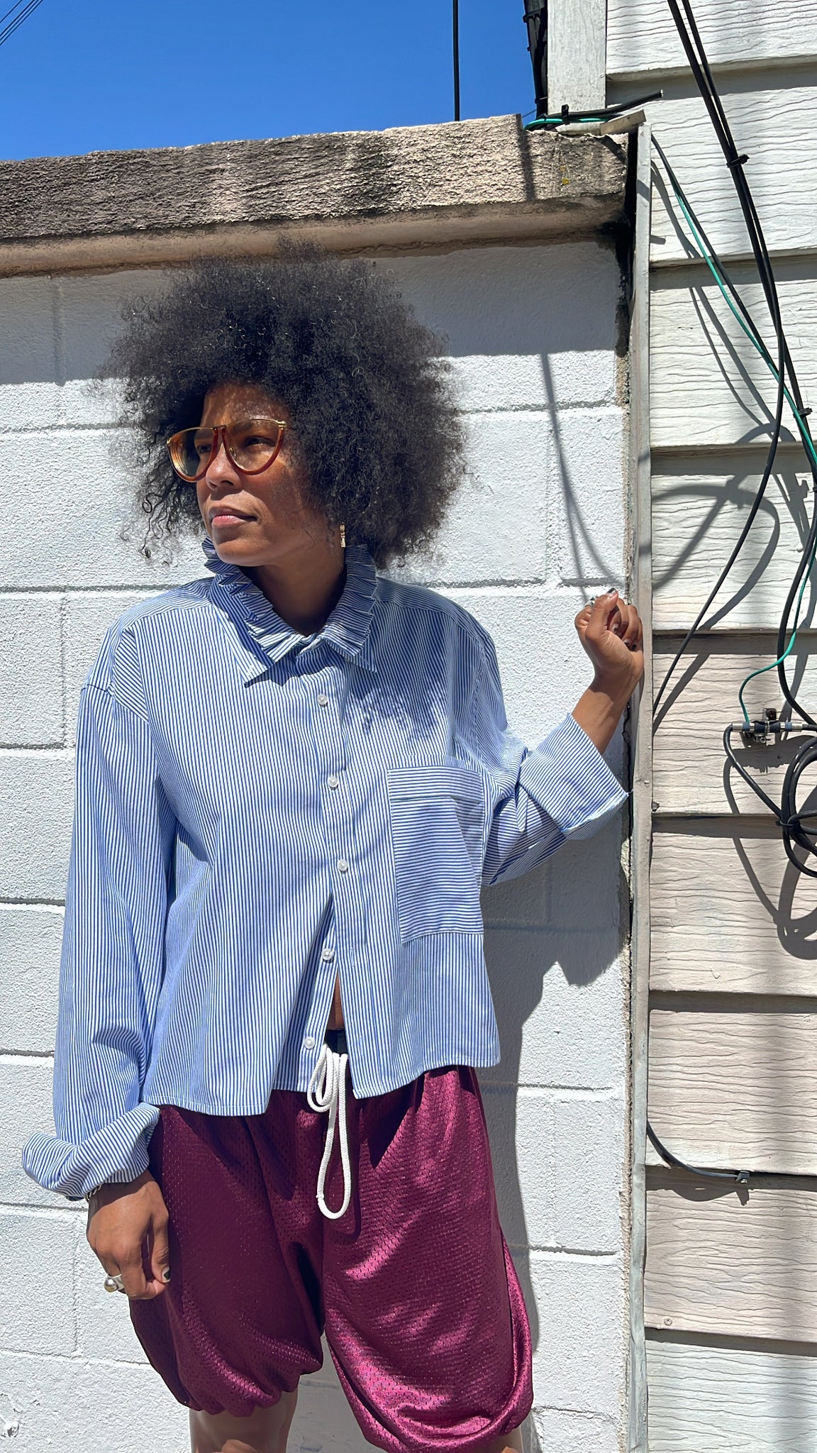 gorget shirt in blue stripe