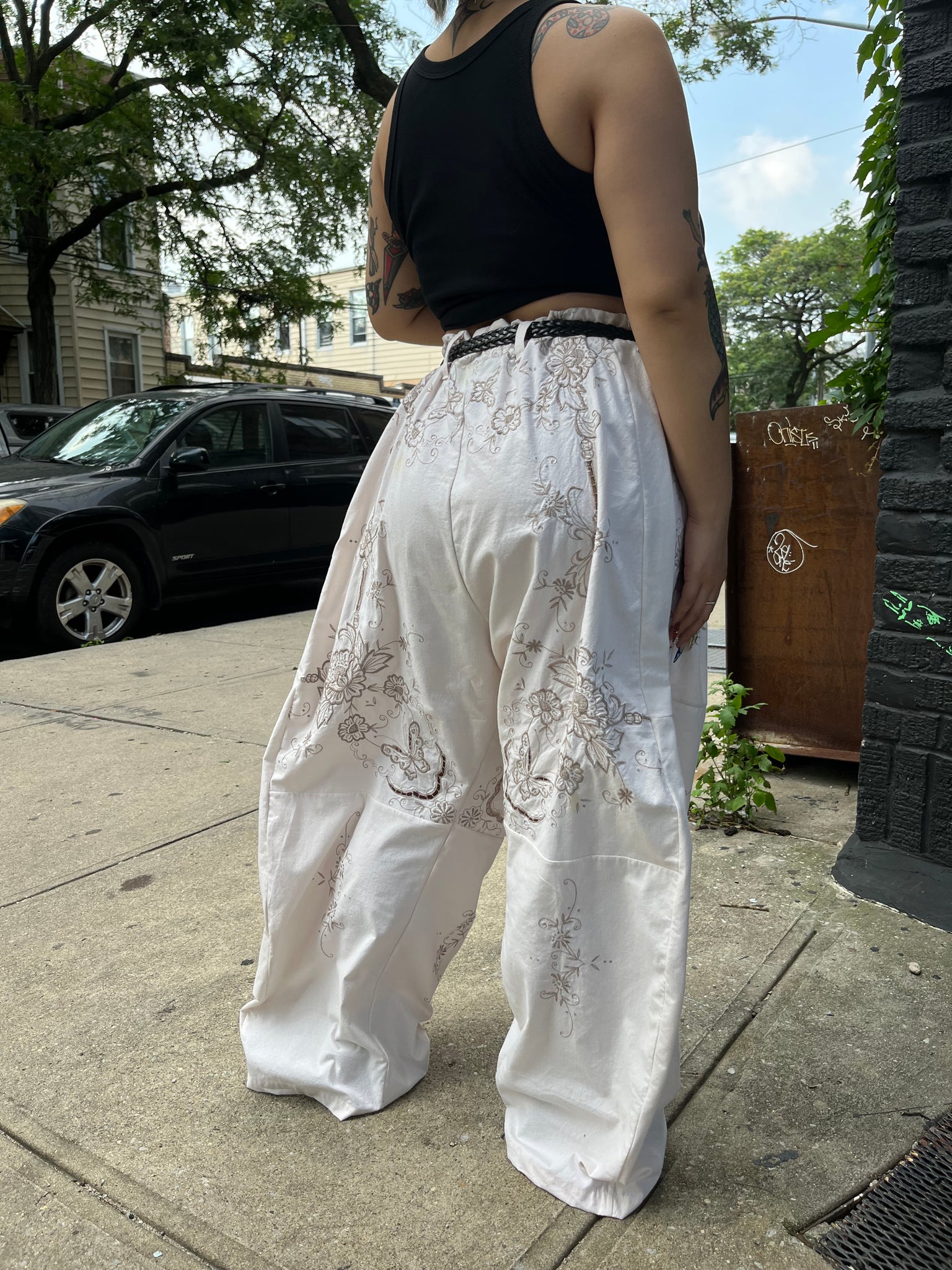 patchwork pant in butterfly antique lace