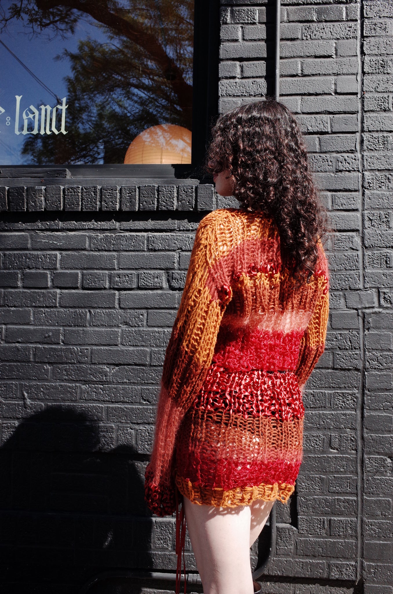 rust mixed yarn hand knit skirt