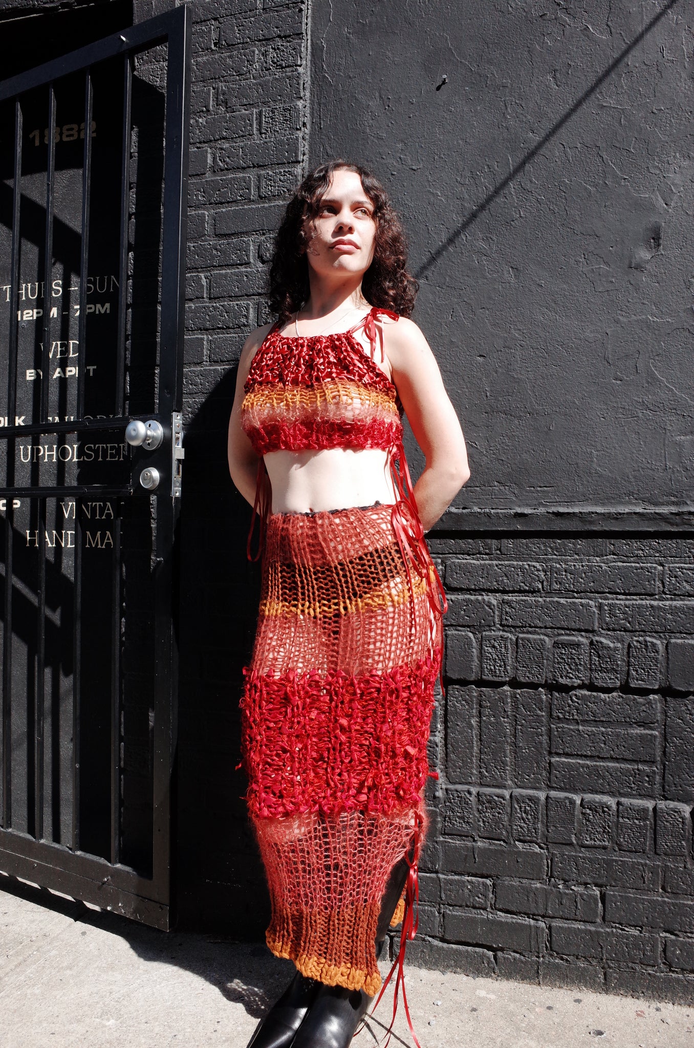 rust mixed yarn hand knit tank