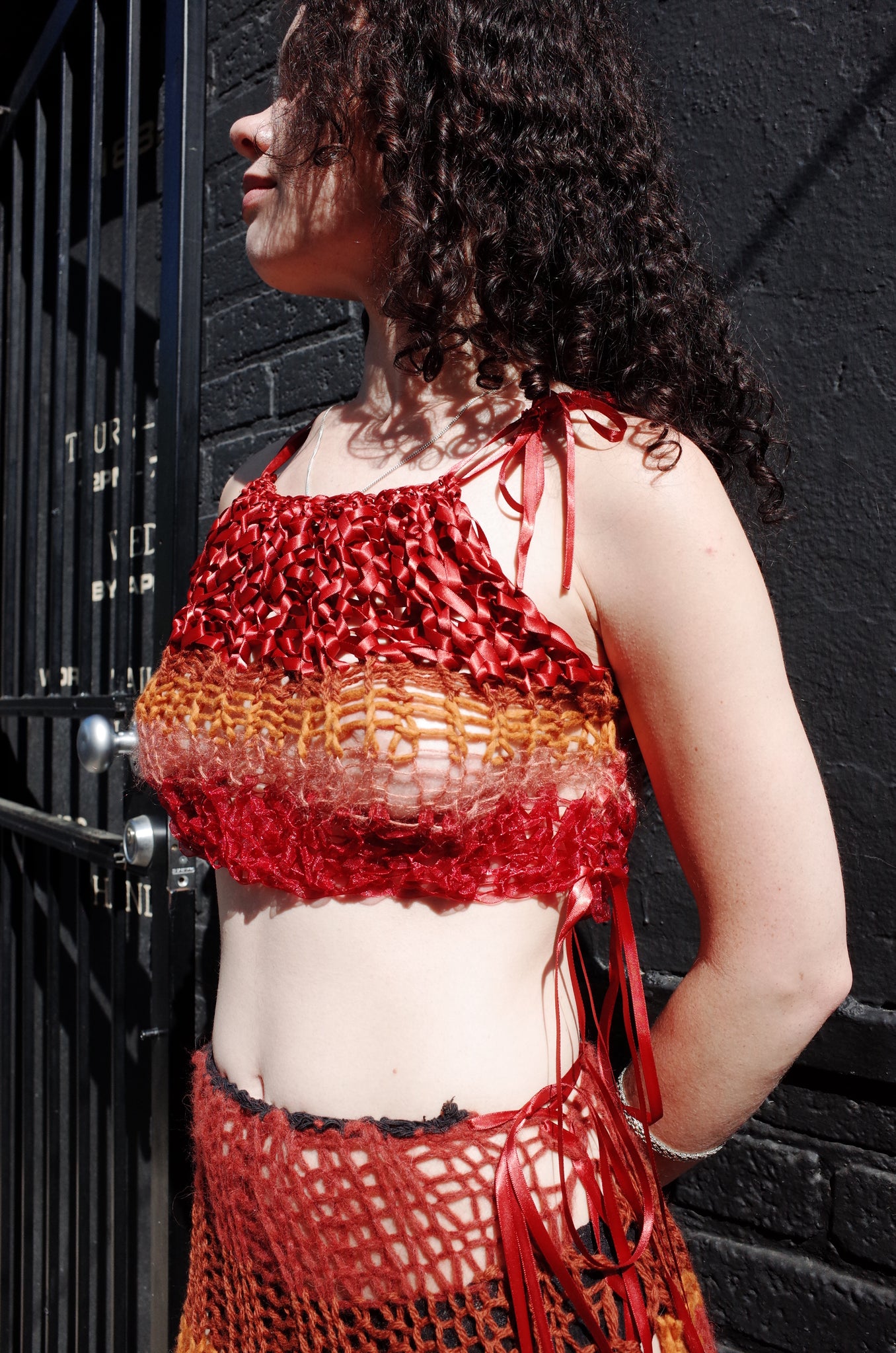 rust mixed yarn hand knit tank
