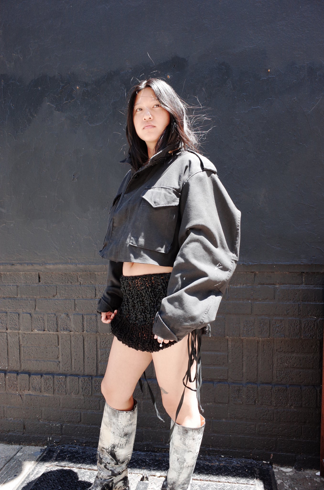 REWORK CROP FATIGUE JACKET BLACK