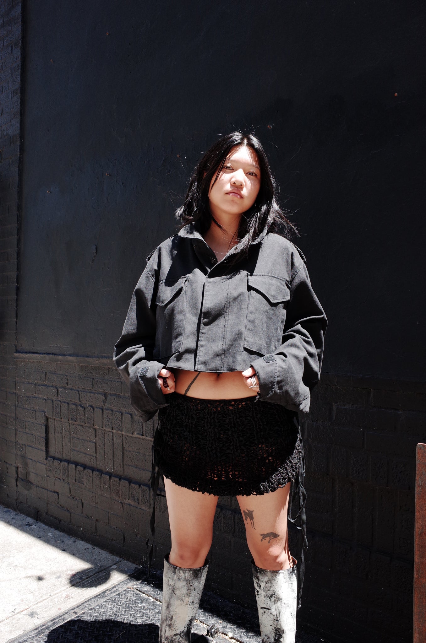 REWORK CROP FATIGUE JACKET BLACK