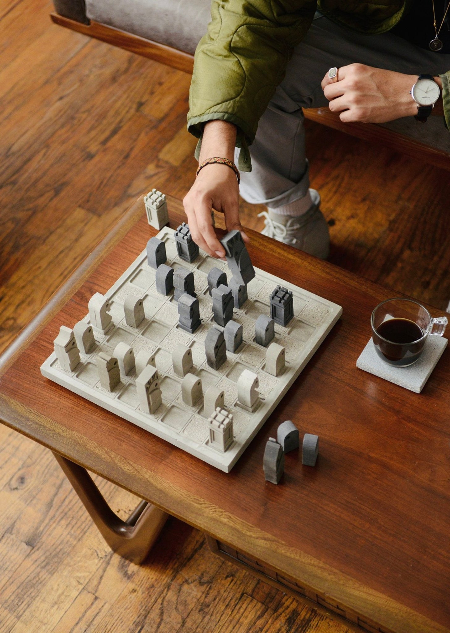 brutalist chess set