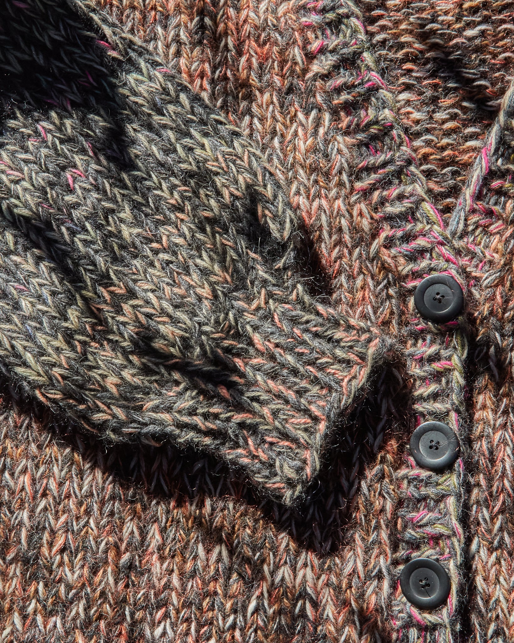 orange, brown and magenta hand knit cardigan