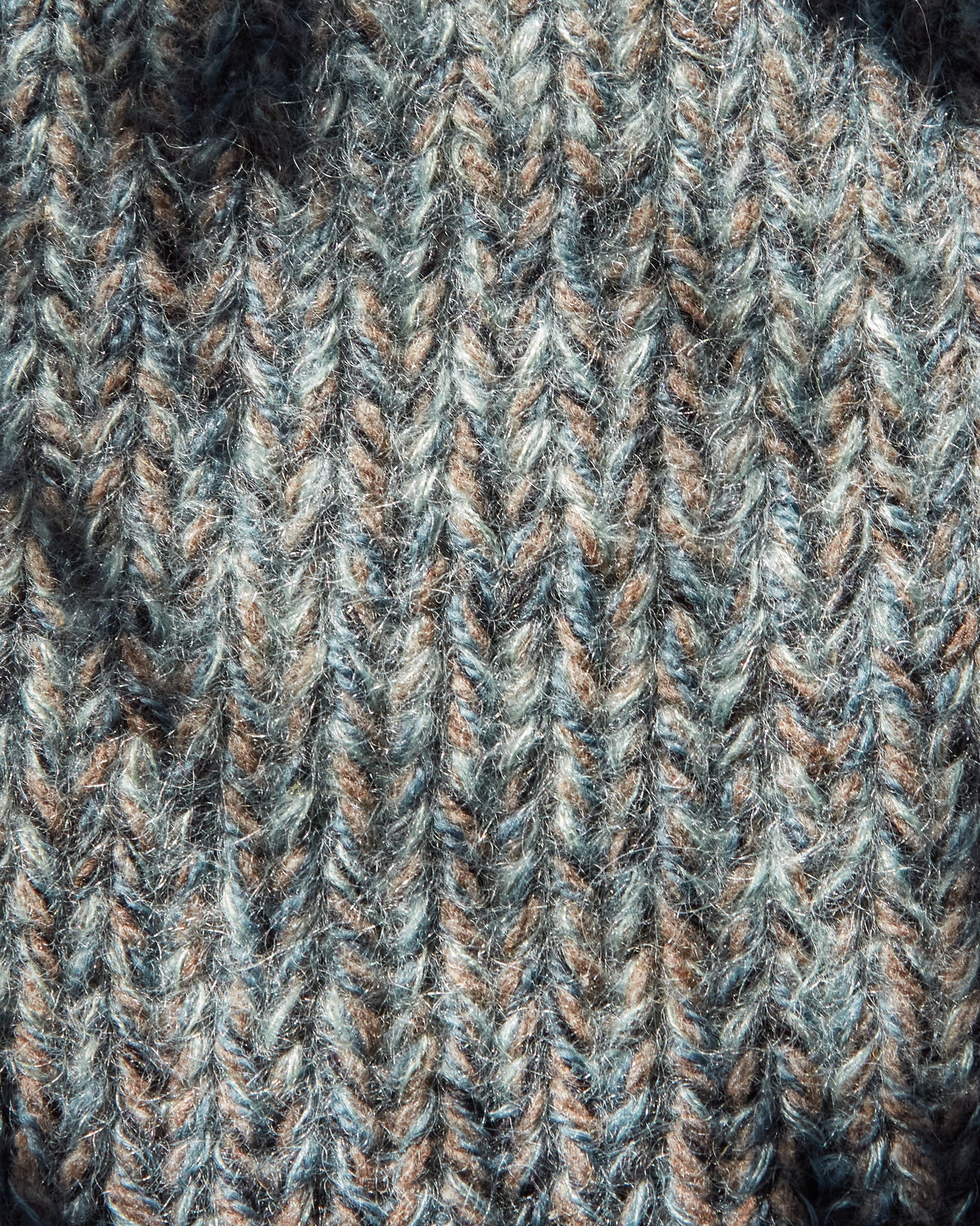 blue and brown marle hand knit cap